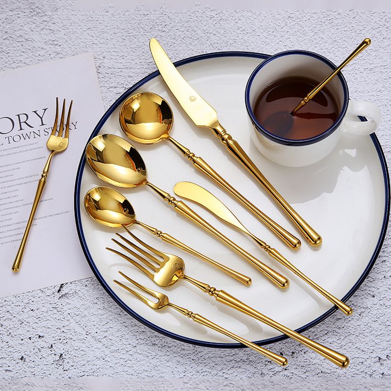 Luxury 18/10 Stainless Steel Gold Cutlery Set Wedding Events Spoon Fork and Knife Gold Flatware