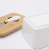 Ceramic Keeper Container Butter Dish with Knife Spreader And Wooden Lid