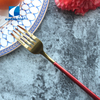 Luxury Stainless Steel Hotel Restaurant Red Handle Gold Plated Cutlery Set