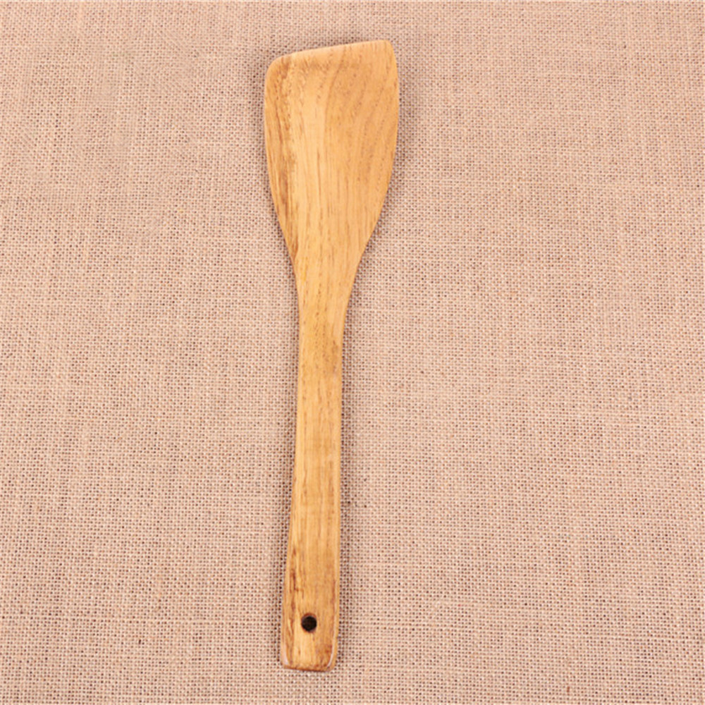 Bulk Cheap Natural Wooden Kitchen Cooking Utensil Painted Wood Serving Spoon Shovel with Long Handle