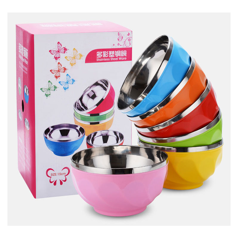 13cm 15cm 17cm Color Mixing Stainless Steel Salad Bowl Set with Lid
