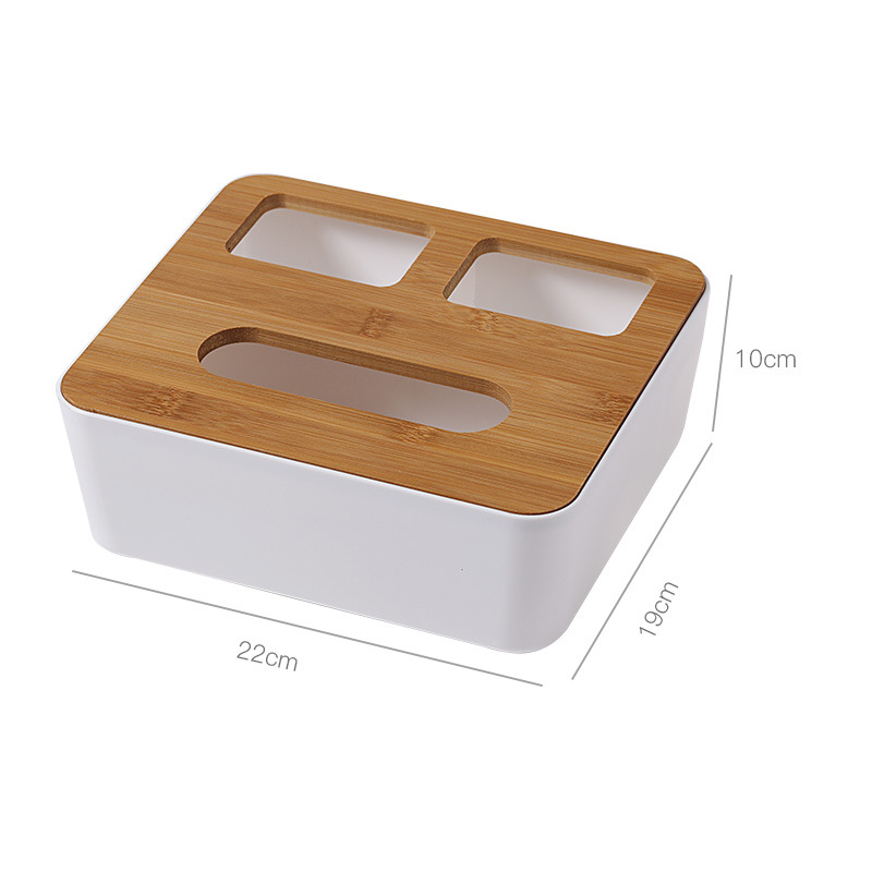 Cheap Multi-function Rectangle Square Round Plastic Napkin Holder Tissue Box With Bamboo Lid For Table Restaurants