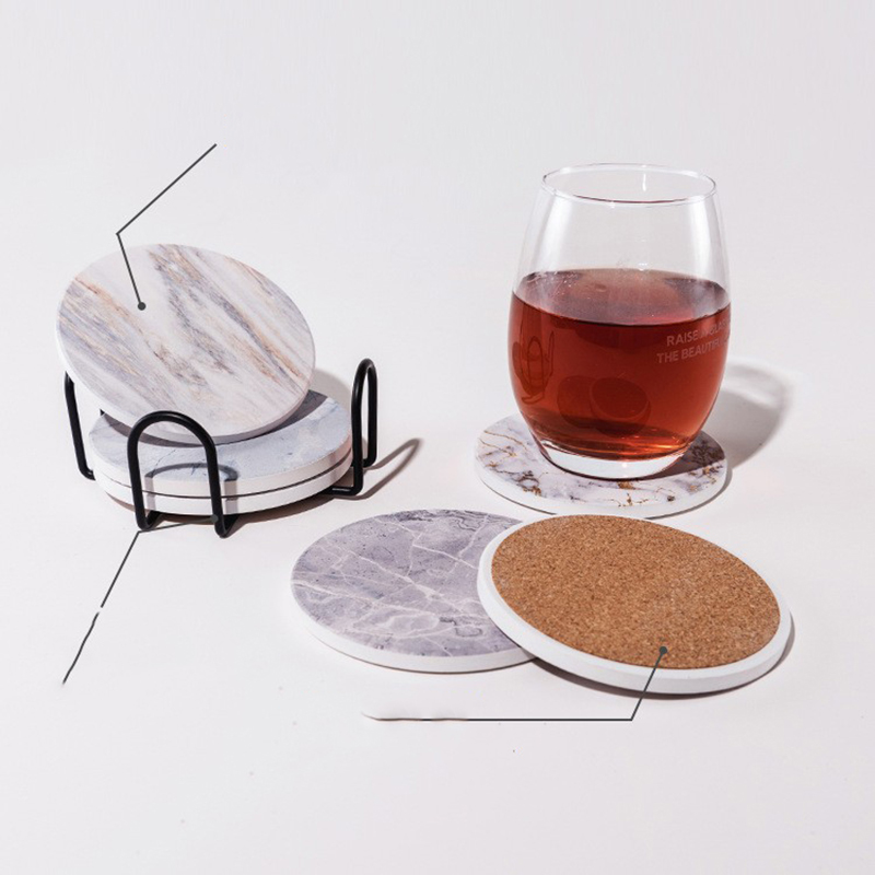 New round non slip ceramic coasters with cork base multipurpose heat resistant absorbent drink coasters coffee cup mat