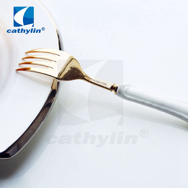 Cathylin Inox Stainless Steel Gold Wedding Flatware Ceramic Handle Cutlery Sets With Fork Spoon And Knife