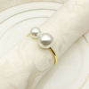 Luxury Design Plain Clear Gold Metal Iron Faux Pearl Napkin Ring for Wedding Table Decoration