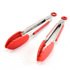 Nonstick Red Color Barbecue Kitchen Cooking Food Grill Serving Silicone Handle Stainless Steel Bbq Tongs with Stand
