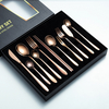 11 Piece Pcs Silverware Spoon Fork Knife Flatware Gold Stainless Steel Cutlery for Gift