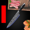 Custom 8 Inch Cleaver Slicing Knife 8" 67 Layer Ebony Hammered Stainless Steel Damascus Pattern Kitchen Chef Knife