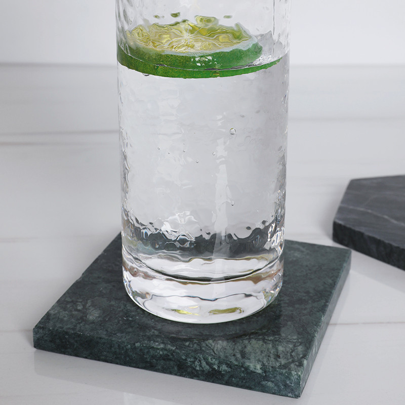 Hot Sell Creative Drink Cup Geometric 6 Hexagon Black White Texture Marble Coaster Made of Marble for Gift