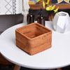 Flat Square Premium Hand Made Rattan Weaving Kitchen Restaurant Dinner Table Napkin Holder for Paper