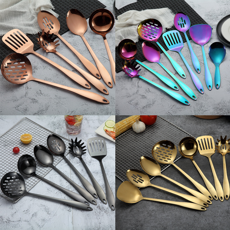 8 Piece Rose Gold Kitchenware Spoon Stainless Steel Kitchen Tools Accessories Kitchen Utensils Set for Cooking