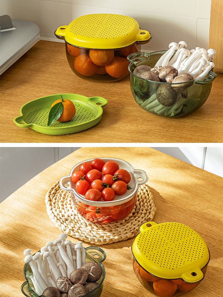 Factory Sieves and Strainers Rice Washing Clear Bowl Strainer Drain Basket with Lid for Fruit Vegetable