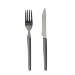 Modern 18/0 stainless steel cutlery set, plastic handle fruit knife and fork