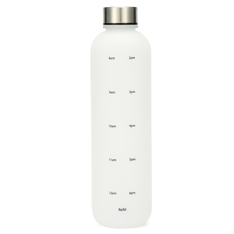 Wholesale High Capacity 1000ml Plastic Sports Water Bottles Color Frosted Leak-proof Water Bottle with Time Maker