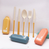 Portable Travel Portable Plastic Flatware Spoon Fork Chopsticks Knife Straw Wheat Straw Cutlery