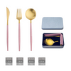 Stainless Steel Collapsible Silverware Fork Spoon Chopsticks Gold Flatware Folding Cutlery Set In Case For Camping