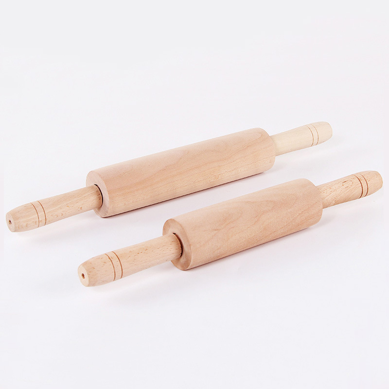 13 Or 15 Inch Wooden Baking Dough Roll Pin Beech Wood Rolling Pin With Antislip Handle