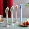 Eco Friendly Travel Portable 3 in 1 Wheat Straw Flatware Set Camping Reusable Flatware Fork Spoon Knife