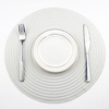 2023 New Waterproof Washable Heat Proof Round Circular Weave Cushioned Big Black Braid Pvc Table Mat Placemat Set