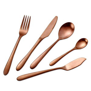 5pcs Luxury Flatware 18/10 Stainless Steel Rose Gold Plated Cutlery 
