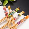 Wholesale Japanese Korean Style Printed Reusable Bamboo Wood Sushi Chopsticks