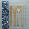 Wholesale Eco Wooden Flatware Travel Reusable Bamboo Cutlery Set with Bag