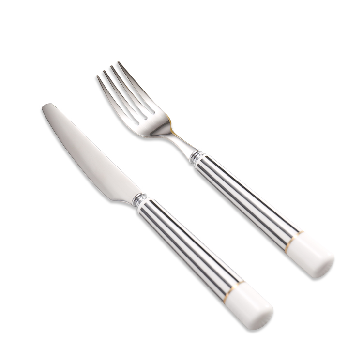 Cathylin 2 pcs ceramic handle stainless steel gift cutlery set fruit fork and knife
