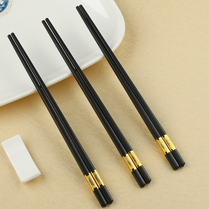 Chinese Reusable Black Gold Plated Standard Size Alloy Fiberglass Pps Chopsticks for Restaurant Sushi