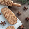 Wood laser engraving christmas elk tree embossed printing rolling pin for cookies