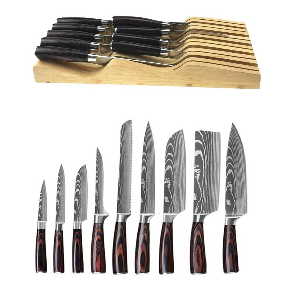 Professional Multi Use 8pc Damascus Kitchen Chef Knife Set in Gift Box