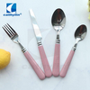 Cathylin Mirror Polish Flatware Stainless Steel Cutlery Set With White And Red Plastic Handle For Gift