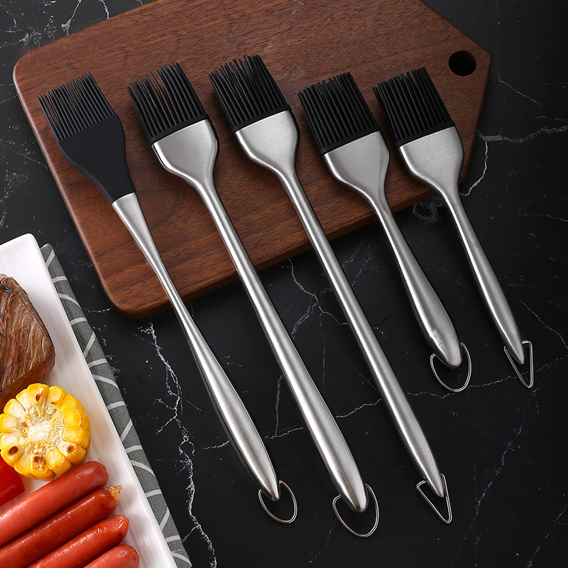 Pastry Brush with Stainless Steel Handle Grilling Baking Kitchen Cooking Heat Resistant Silicone Baking & Pastry Tools Wood