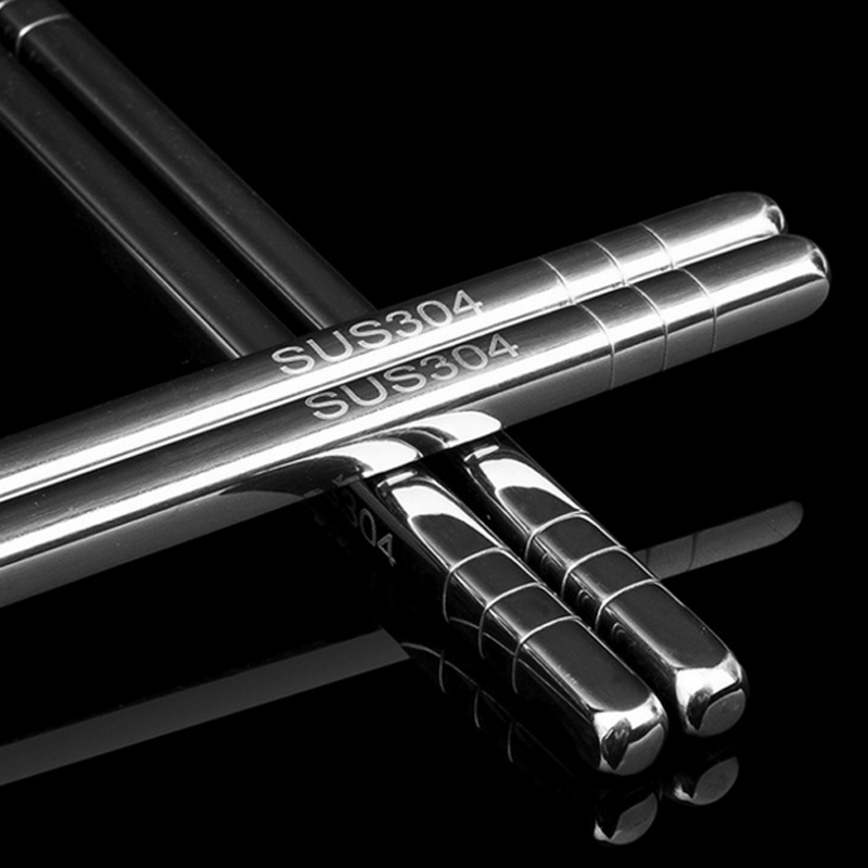 Custom Hollow Titanium Round 304 Metal Stainless Steel Silver Chopsticks Set