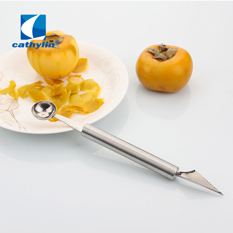 Melon Baller with Fruit Carving Knife Ice Cream Scooper Stainless Steel Fruit Scoop