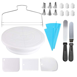 2018 hot sale 28cm plastic spatula kits supplies decorating cake tool set with cake turntable for cake decoration