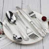 5 Pcs Spoon Fork Knife Heavy Duty Stainless Steel Flatware Set with Faceted Engraving Handle