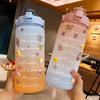 2L Huge Gradient Color Cartoon Timeline Plastic Pc Drink Water Bottle with Straw And Lid