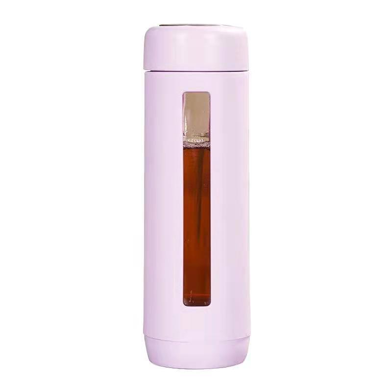 Thermos Cup Fashion Design Heat Resistant Clear Glass Water Bottle with Lid