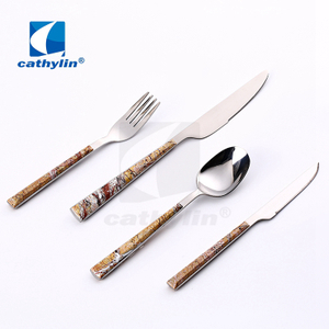 Odorless plastic handle inox cutlery set, home goods flatware