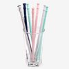 Reusable Folding Collapsible Foldable Silicone Drinking Straw with Brush