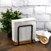 Custom Bulk Paper Desktop Storage Black Metal Napkin Holder Bamboo Fiber Tissue Box for Hotel Table