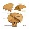 Round Slide Out Natural Bamboo Wood Cheese Board & Cutlery Set in Drawer
