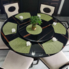 Round Table Mat Placemat Set of 6 for for Dining Table Grey Color Printed Pvc Green Mats & Pads Home Hotel Restaurant Irregular