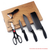 5 Pcs Stainless Steel Black Vegetables Cutter Peeler Scissors Kitchen Knife Set in Gift Box
