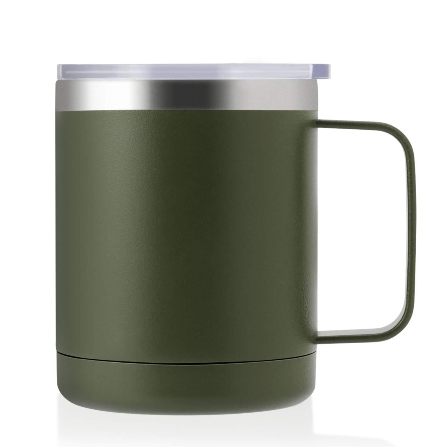 12 Oz Ounce Custom Color Printed Insulated 12oz Metal Food Grade 304 Stainless Steel Coffee Cup Mug with Lid And Handle