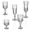 Transparent Drinking Crystal Vintage Embossed Goblet Clear Wine Glasses Cup