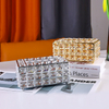 Silver Rose Gold Metal Paper Towel Storage Glass Crystal Napkin Holder Tissue Box Wedding Table