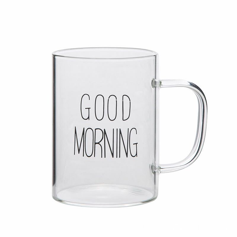 Sublimation Cup Heat-resistant Blanks 15oz Glass Breakfast Coffee Mug with Bamboo Lid And Spoon