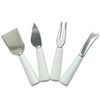 Cathylin Classic 4pcs White Ceramic Handle Cute Stainless Steel Wedding Cake Cutter Server Fork Shovel And Knife Cheese Tool Set