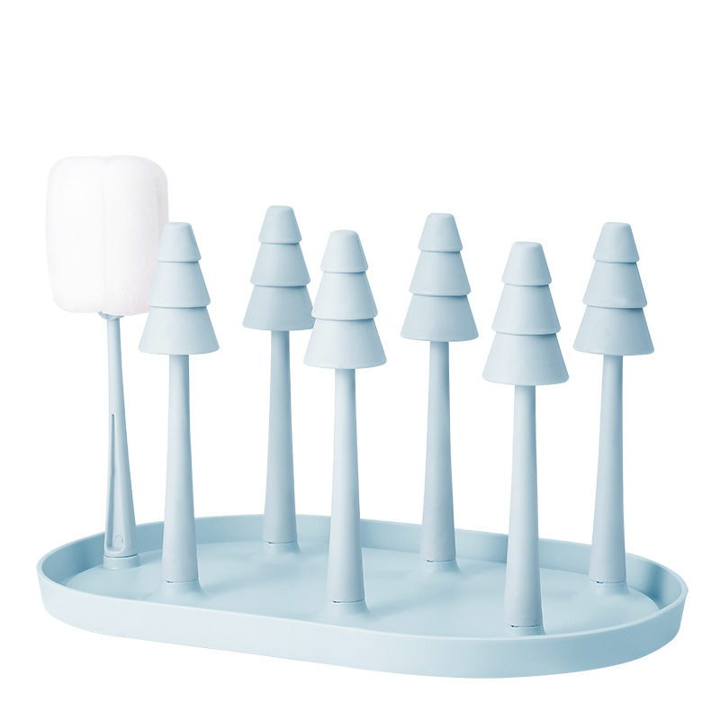 Removable Mini Cute Circular Cone Glass Tea Cup Holder And Organizer Food Grade Plastic Pp Cup Rack with Clean Brush